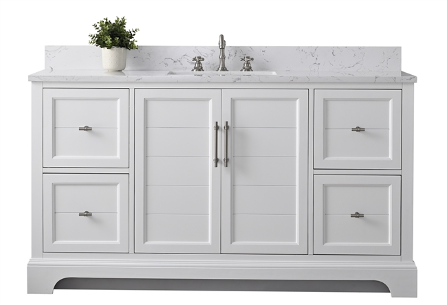 Vanity Art Vannes 60" Single Sink Bathroom Vanity -White