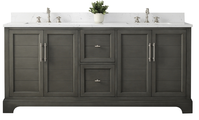 Vanity Art Vannes 72" Double Sink Bathroom Vanity -Silver Grey