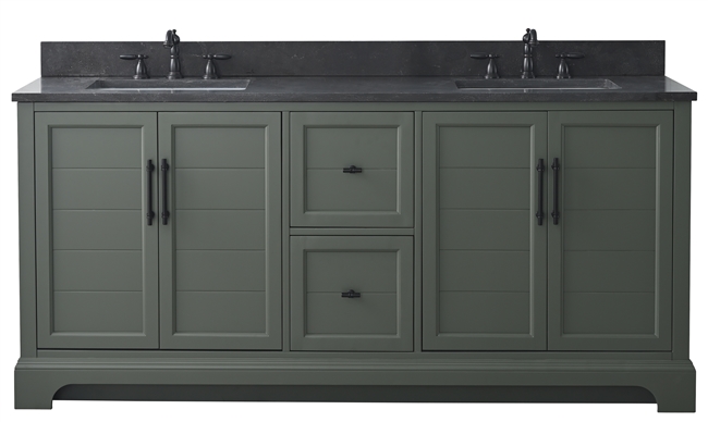 Vanity Art Vannes 72" Double Sink Bathroom Vanity -Vintage Green