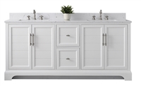 Vanity Art Vannes 72" Double Sink Bathroom Vanity -White