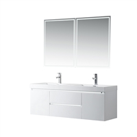 Annecy 60" Double Sink Wall-Mounted Bathroom Vanity Set