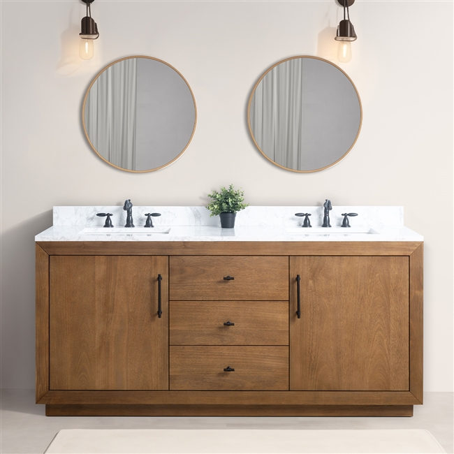 Vanity Art Tan 72" Double Sink Bathroom Vanity