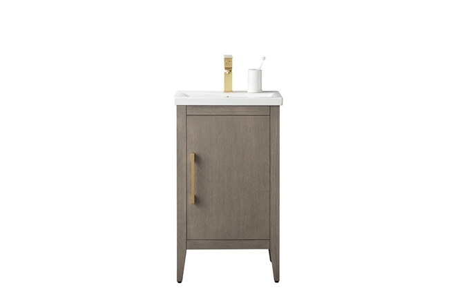 Vanity Art VA90 20" Single Sink Bathroom Vanity Cabinet with Ceramic Top - Driftwood Gray