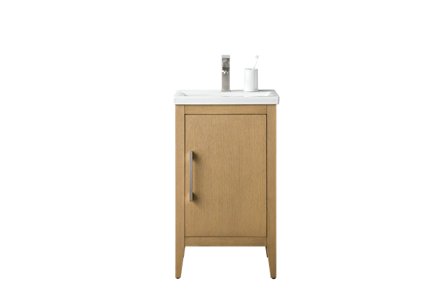 Vanity Art VA90 20" Single Sink Bathroom Vanity Cabinet with Ceramic Top - Natural Oak