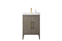 Vanity Art VA90 24" Single Sink Bathroom Vanity Cabinet with Ceramic Top -  Driftwood Gray