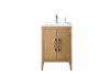 Vanity Art VA90 24" Single Sink Bathroom Vanity Cabinet with Ceramic Top - Natural Oak