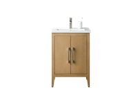 Vanity Art VA90 24" Single Sink Bathroom Vanity Cabinet with Ceramic Top - Natural Oak