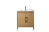 Vanity Art VA90 30" Single Sink Bathroom Vanity Cabinet with Ceramic Top -Natural Oak