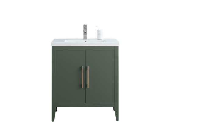 Vanity Art VA90 30" Single Sink Bathroom Vanity Cabinet with Ceramic Top - Vintage Green