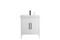 Vanity Art VA90 30" Single Sink Bathroom Vanity Cabinet with Ceramic Top - White