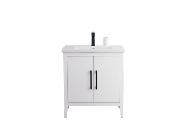 Vanity Art VA90 30" Single Sink Bathroom Vanity Cabinet with Ceramic Top - White