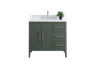 Vanity Art VA90 36" Single Sink Bathroom Vanity Cabinet with Ceramic Top -Vintage Green