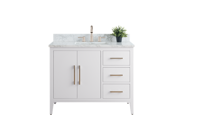 Vanity Art VA90 42" Single Sink Bathroom Vanity Cabinet with Ceramic Top -White