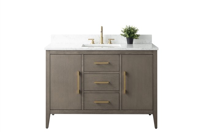 Vanity Art VA90 48" Single Sink Bathroom Vanity Cabinet with Ceramic Top -Driftwood Gray