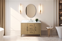 Vanity Art VA90 48" Single Sink Bathroom Vanity Cabinet with Ceramic Top -Natural Oak