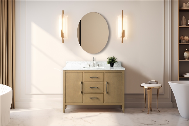 Vanity Art VA90 48" Single Sink Bathroom Vanity Cabinet with Ceramic Top -Natural Oak