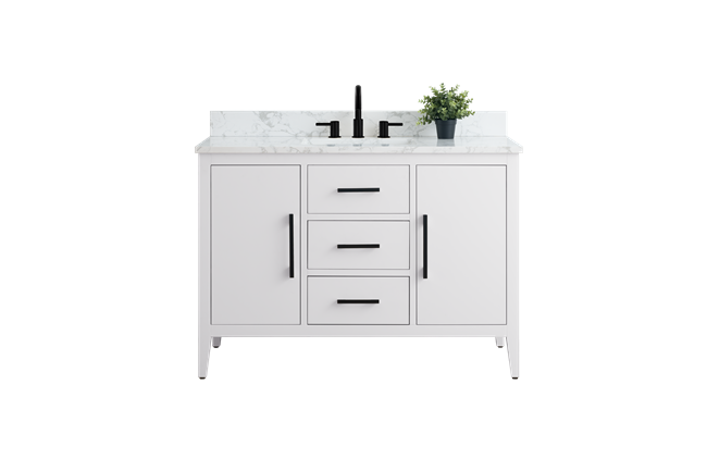 Vanity Art VA90 48" Single Sink Bathroom Vanity Cabinet with Ceramic Top -White