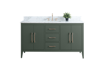 Vanity Art VA90 60" Single Sink Bathroom Vanity Cabinet with Ceramic Top -Vintage Green