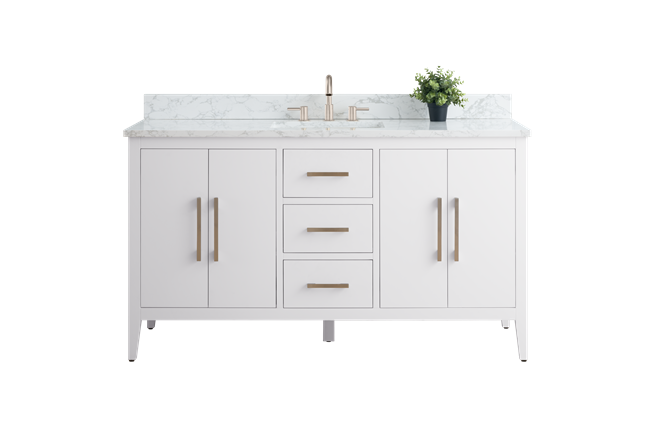 Vanity Art VA90 60" Single Sink Bathroom Vanity Cabinet with Ceramic Top -White