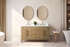 Vanity Art VA90 60" Double Sink Bathroom Vanity Cabinet with Ceramic Top -Natural Oak