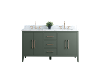 Vanity Art VA90 60" Double Sink Bathroom Vanity Cabinet with Ceramic Top -Vintage Green