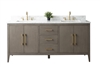 Vanity Art VA90 72" Double Sink Bathroom Vanity Cabinet with Ceramic Top -Driftwood Gray