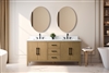 Vanity Art VA90 72" Double Sink Bathroom Vanity Cabinet with Ceramic Top -Natural Oak