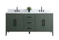 Vanity Art VA90 72" Double Sink Bathroom Vanity Cabinet with Ceramic Top -Vintage Green