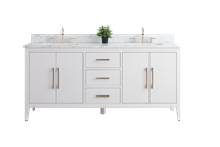 Vanity Art VA90 72" Double Sink Bathroom Vanity Cabinet with Ceramic Top -White