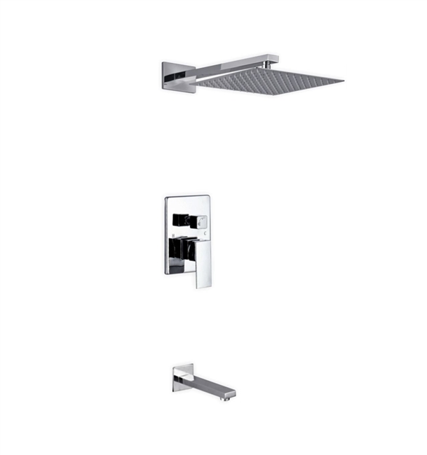 WR300TF2V Aqua Piazza Shower Set w/ 12" Square Rain Shower and Tub Filler -