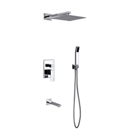 WR300TFHH3V Aqua Piazza Shower Set w/ 12" Square Rain Shower, Handheld and Tub Filler -